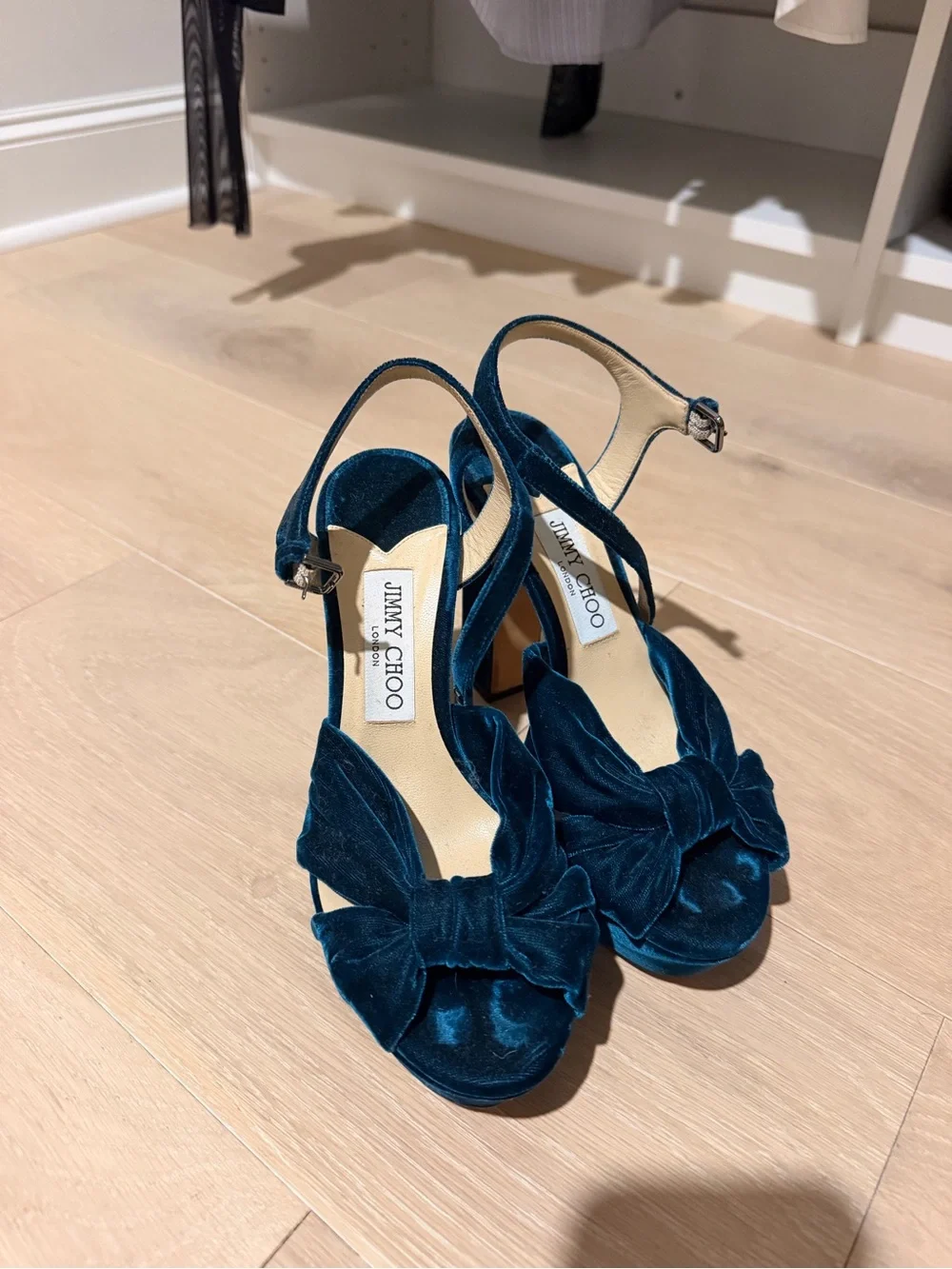 Jimmy Choo Green Velvet Knotted Platform Sandal